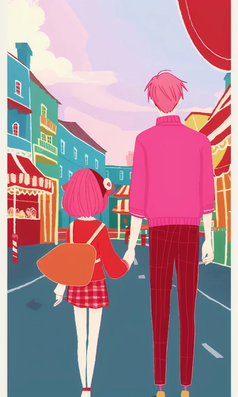 spyxfamabs2023, 1 girl, uhd, 8k, best quality, masterpiece, illustration, vibrant colors, carnival, pink hair, stylized, cartoon, cute,