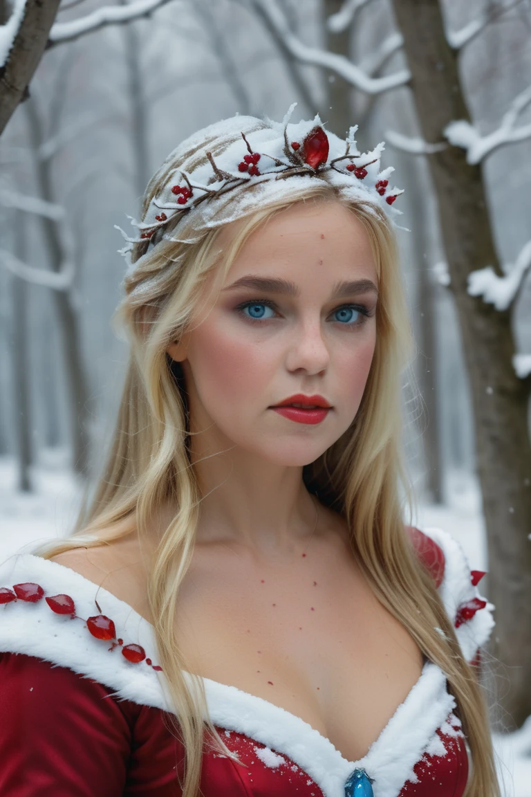 liza_white_model  <lora:liza_white_model:1.2>
 snow fae princess, photo real,  (8k, RAW photo, highest quality), hyper realistic, red ruby gemstone suit, hauntingly beautiful illustrations, fairytale-inspired, winter snow background, blurry background, blue-grey eyes
 <lora:ReaLora:1>
<lora:dark_fantasy_art:.7>  lora:add-detail-xl:1> <lora:skin_slider_v1:1> "
 <lora:ReaLora:1>   <lora:skin_slider_v1:.9>