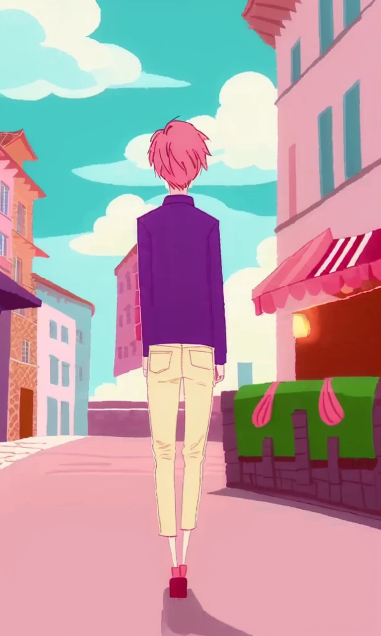 spyxfamabs2023, 1girl, uhd, 8k, best quality, masterpiece, illustration, vibrant colors, city, pink hair, stylized, cartoon, cute