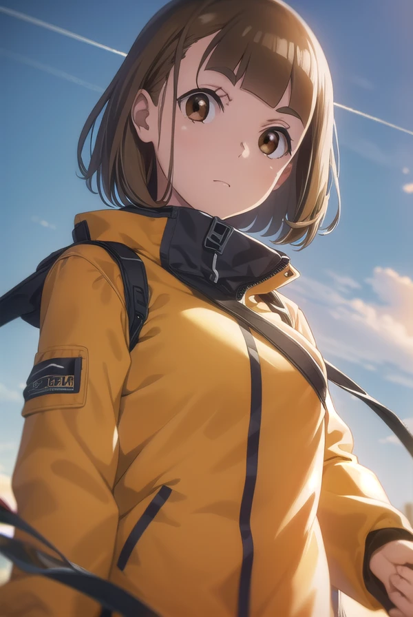 maritamaki, <lora:mari tamaki s1-lora-nochekaiser:1>,
mari tamaki, looking at viewer, bangs, brown hair, (brown eyes:1.5),
BREAK jacket, helmet, orange jacket, orange helmet,
BREAK outdoors, snow, ice, snowflake,
BREAK looking at viewer,
BREAK <lyco:GoodHands-beta2:1>, (masterpiece:1.2), best quality, high resolution, unity 8k wallpaper, (illustration:0.8), (beautiful detailed eyes:1.6), extremely detailed face, perfect lighting, extremely detailed CG, (perfect hands, perfect anatomy),