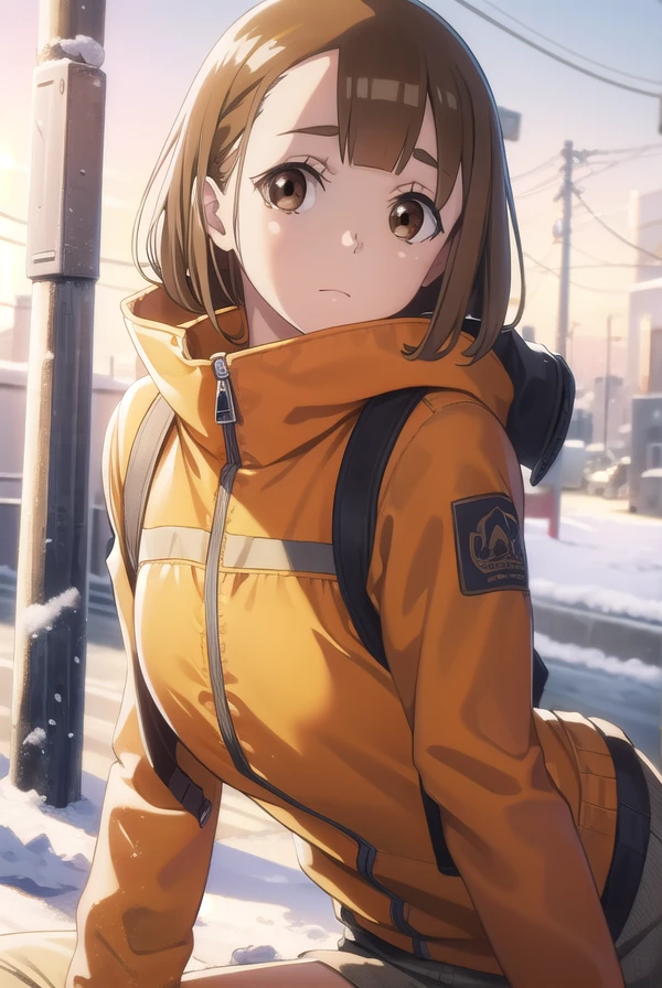 maritamaki, <lora:mari tamaki s1-lora-nochekaiser:1>,
mari tamaki, looking at viewer, bangs, brown hair, (brown eyes:1.5),
BREAK jacket, helmet, orange jacket, orange helmet,
BREAK outdoors, snow, ice, snowflake,
BREAK looking at viewer,
BREAK <lyco:GoodHands-beta2:1>, (masterpiece:1.2), best quality, high resolution, unity 8k wallpaper, (illustration:0.8), (beautiful detailed eyes:1.6), extremely detailed face, perfect lighting, extremely detailed CG, (perfect hands, perfect anatomy),