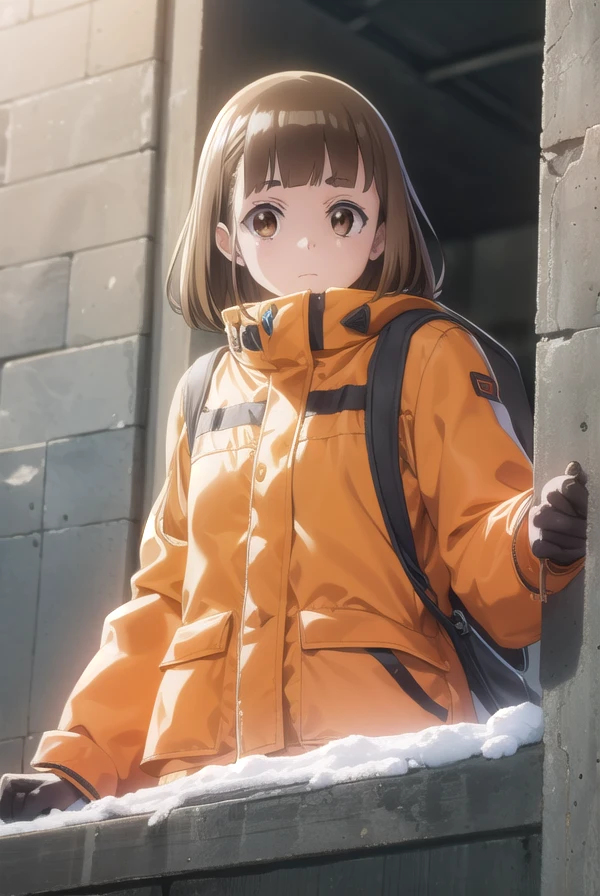 maritamaki, <lora:mari tamaki s1-lora-nochekaiser:1>,
mari tamaki, looking at viewer, bangs, brown hair, (brown eyes:1.5),
BREAK jacket, helmet, orange jacket, orange helmet,
BREAK outdoors, snow, ice, snowflake,
BREAK looking at viewer,
BREAK <lyco:GoodHands-beta2:1>, (masterpiece:1.2), best quality, high resolution, unity 8k wallpaper, (illustration:0.8), (beautiful detailed eyes:1.6), extremely detailed face, perfect lighting, extremely detailed CG, (perfect hands, perfect anatomy),