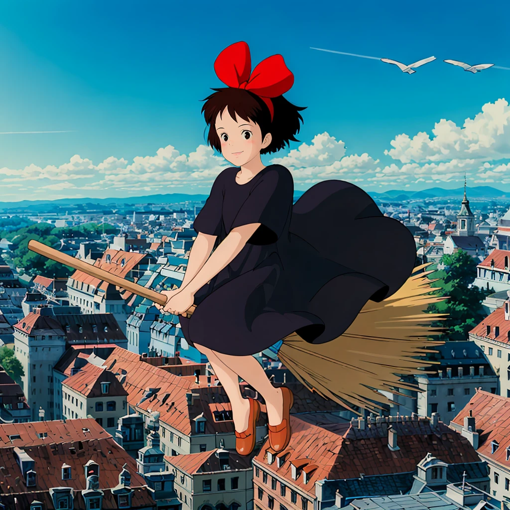 <lora:Kiki003:0.7>,<lora:add_detail:0.8>,<lora:boldline:-0.8>,<lora:noline:0.3>,broom,holding broom,broom_riding,sitting,full body,
looking at viewer,smile,
Kiki,1girl,
short hair,
brown hair,
black eyes,
hair bow,
black dress,
brown footwear,
flying,sky,city,