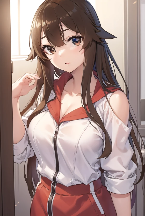 hashiraharumachi, <lora:hashira harumachi manga-lora-nochekaiser:1>,
hashira harumachi, long hair, bangs, brown hair, (brown eyes:1.5),
BREAK shirt, cleavage, collarbone, jacket, white shirt, short sleeves, red jacket, jacket on shoulders,
BREAK indoors, classroom,
BREAK looking at viewer, (cowboy shot:1.5),
BREAK <lyco:GoodHands-beta2:1>, (masterpiece:1.2), best quality, high resolution, unity 8k wallpaper, (illustration:0.8), (beautiful detailed eyes:1.6), extremely detailed face, perfect lighting, extremely detailed CG, (perfect hands, perfect anatomy),