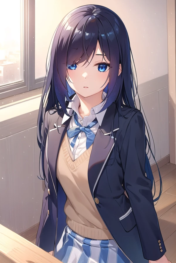 enishifuyushima, <lora:enishi fuyushima manga-lora-nochekaiser:1>,
enishi fuyushima, long hair, hair over one eye, black hair, blue eyes,
BREAK skirt, school uniform, jacket, blazer,
BREAK indoors, classroom,
BREAK looking at viewer, (cowboy shot:1.5),
BREAK <lyco:GoodHands-beta2:1>, (masterpiece:1.2), best quality, high resolution, unity 8k wallpaper, (illustration:0.8), (beautiful detailed eyes:1.6), extremely detailed face, perfect lighting, extremely detailed CG, (perfect hands, perfect anatomy),