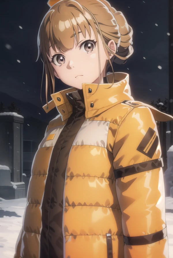 hinatamiyake, <lora:hinata miyake s1-lora-nochekaiser:1>,
hinata miyake, short hair, brown hair, (brown eyes:1.5),
BREAK jacket, helmet, orange jacket, orange helmet,
BREAK outdoors, snow, ice, snowflake,
BREAK looking at viewer,
BREAK <lyco:GoodHands-beta2:1>, (masterpiece:1.2), best quality, high resolution, unity 8k wallpaper, (illustration:0.8), (beautiful detailed eyes:1.6), extremely detailed face, perfect lighting, extremely detailed CG, (perfect hands, perfect anatomy),