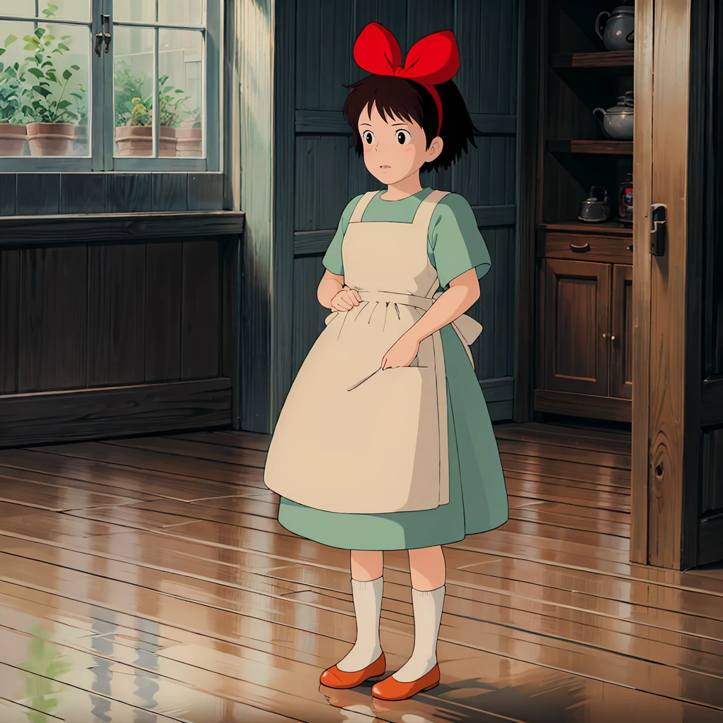 <lora:Kiki003:0.7>,<lora:add_detail:0.8>,<lora:boldline:-0.8>,<lora:noline:0.3>,
Kiki,1girl,
hair bow,
apron,green dresses,sock,shoes,
full body,indoor,