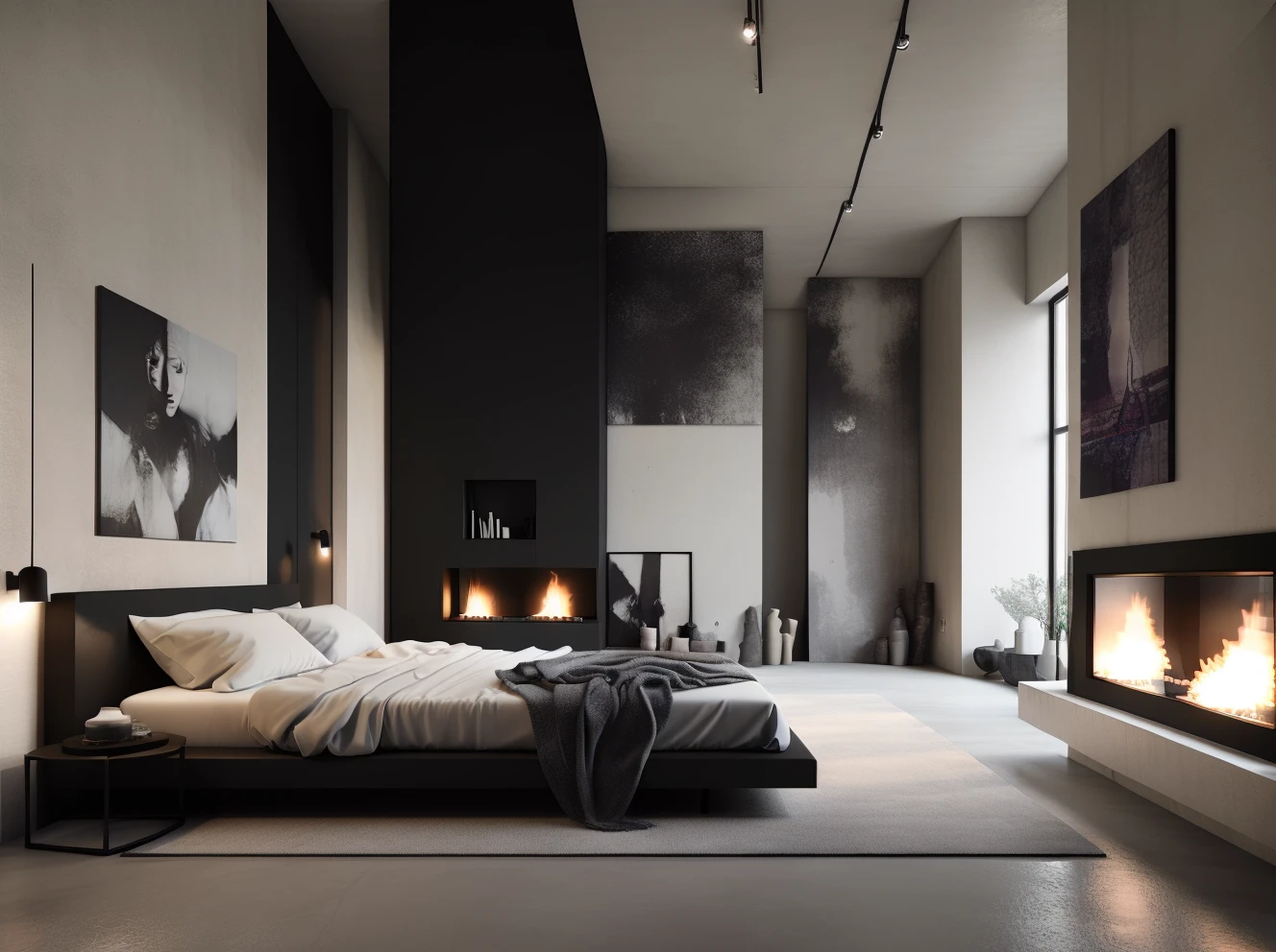 Dark wind interior design, window, indoors, no humans, lying, painting, door, solo, fireplace, table<lora:Justin_Dark_Livingroom_V70:0.8>,