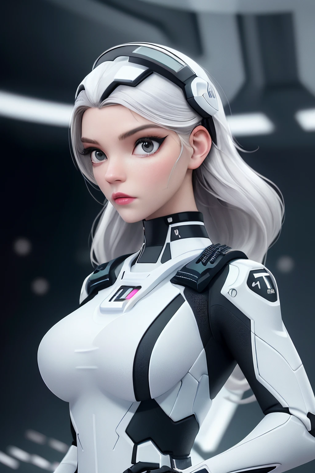 4ny4tj, white and black cybersuit, sci-fi, futuristic, depth of field <lora:4ny4tj:0.8>