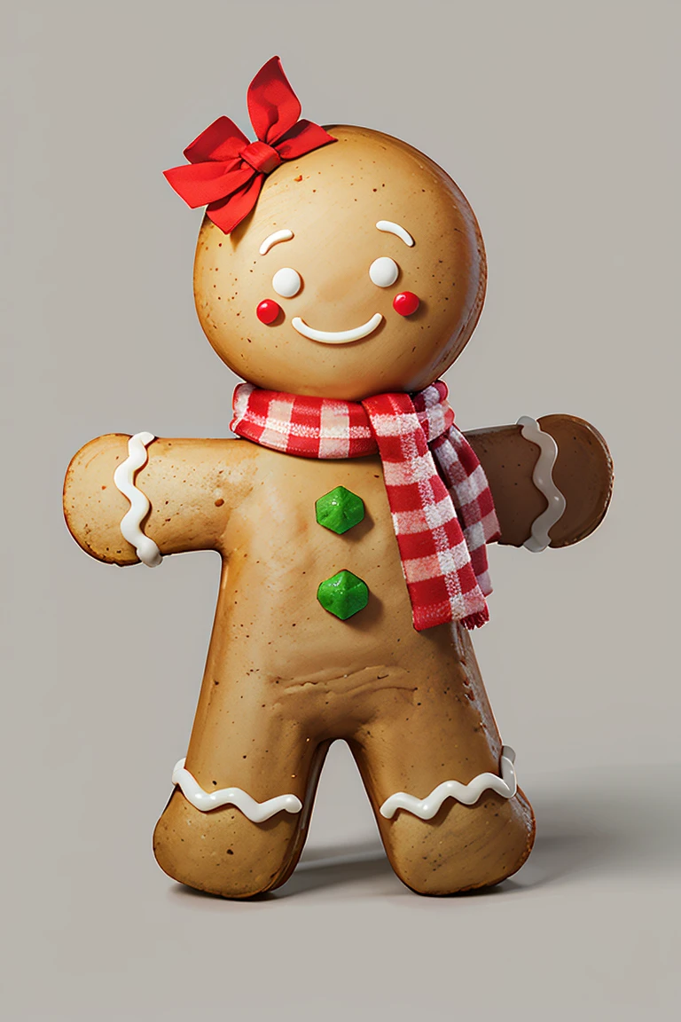 ((masterpiece,best quality)), absurdres,
<lora:Gingerbread_Man:0.8>, Gingerbread_Man, food, cookie, food focus,
simple background,  grey background, 
smile, full body, scarf, red scarf,