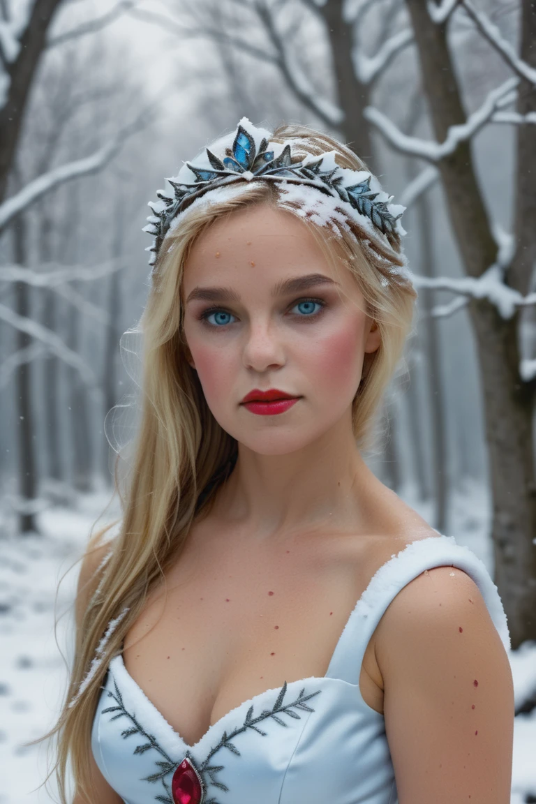 liza_white_model  <lora:liza_white_model:1.2>
 snow fae princess, photo real,  (8k, RAW photo, highest quality), hyper realistic, red ruby gemstone suit, hauntingly beautiful illustrations, fairytale-inspired, winter snow background, blurry background, blue-grey eyes
 <lora:ReaLora:1>
<lora:dark_fantasy_art:.7>  lora:add-detail-xl:1> <lora:skin_slider_v1:1> "
 <lora:ReaLora:1>   <lora:skin_slider_v1:.9>