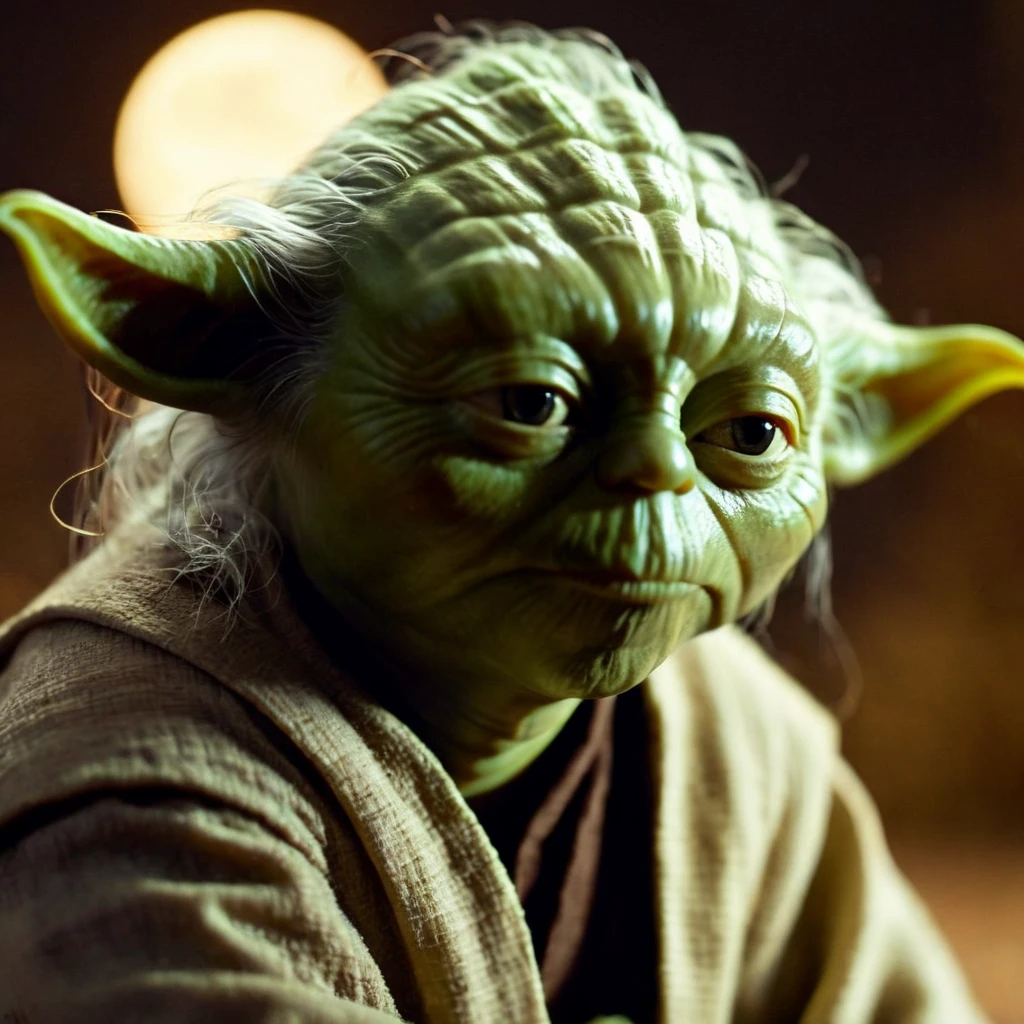 cinematic film still of <lora:Yoda:1.2>
Yoda a close up of a yodah with a moon light on in the backgroun In Star Wars Universe, shallow depth of field, vignette, highly detailed, high budget, bokeh, cinemascope, moody, epic, gorgeous, film grain, grainy