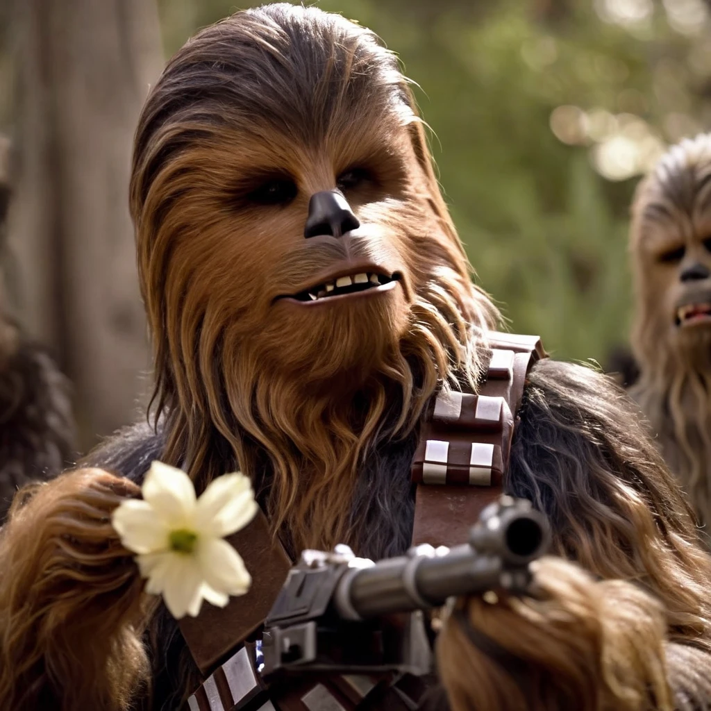 cinematic film still of <lora:Chewbacca:1.2>
Chewbacca chewi with a flower in his mouth In Star Wars Universe, shallow depth of field, vignette, highly detailed, high budget, bokeh, cinemascope, moody, epic, gorgeous, film grain, grainy
