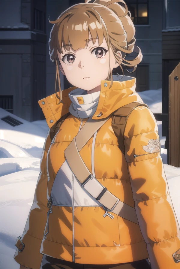 hinatamiyake, <lora:hinata miyake s1-lora-nochekaiser:1>,
hinata miyake, short hair, brown hair, (brown eyes:1.5),
BREAK jacket, helmet, orange jacket, orange helmet,
BREAK outdoors, snow, ice, snowflake,
BREAK looking at viewer,
BREAK <lyco:GoodHands-beta2:1>, (masterpiece:1.2), best quality, high resolution, unity 8k wallpaper, (illustration:0.8), (beautiful detailed eyes:1.6), extremely detailed face, perfect lighting, extremely detailed CG, (perfect hands, perfect anatomy),