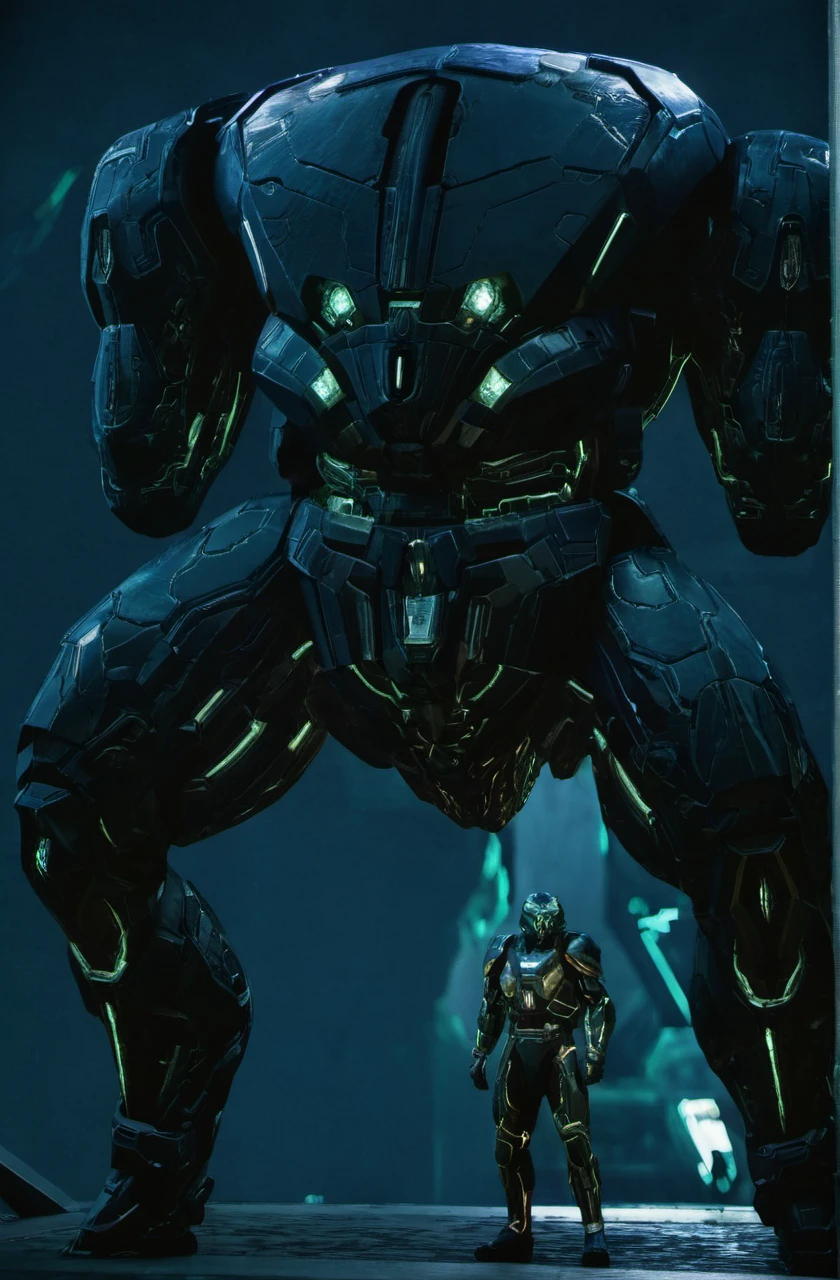 Rmnants <lora:remnantsXL-000005:1>,a full body of armored man,omni structures in the background,glowing,science fiction <lora:add-detail-xl:1>
