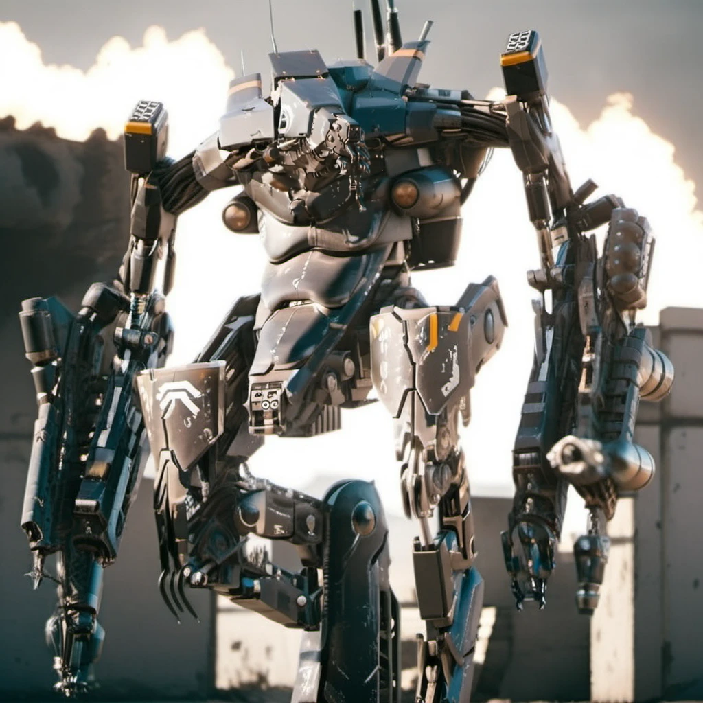 Distric9Mech1024, a robot, full body, war, post apocalyptic scenery, flames, highly detailed, photography, ultra sharp, film, bokeh, professional, 64k     <lora:Distric9Mech1024-000500:0.8>