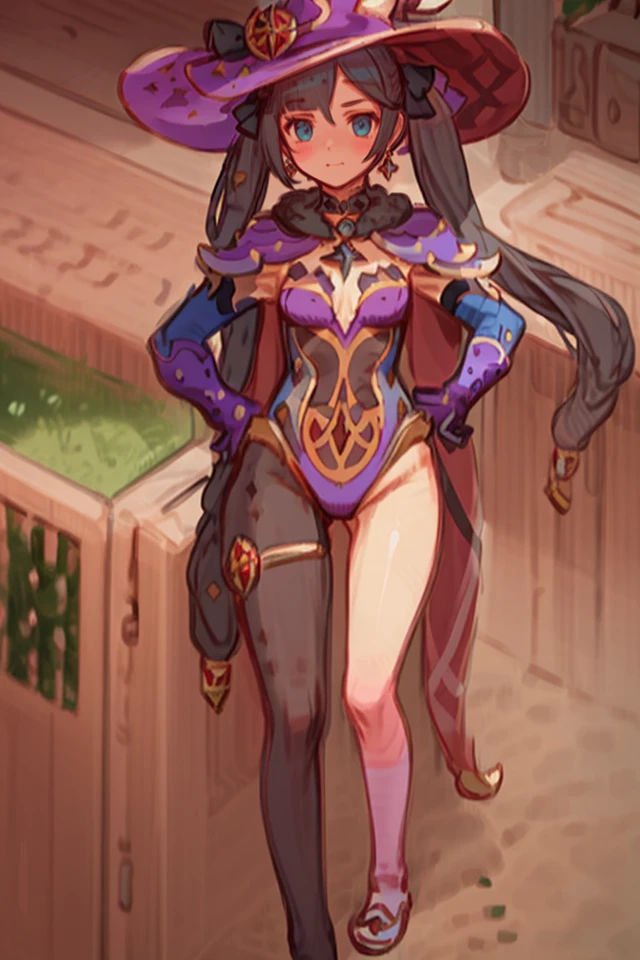 <lora:mona:0.65> , 1girl(monadef), from below, pov, mona \(genshin impact\), legs together, covering crotch, skinny, (androidarts:1.3)