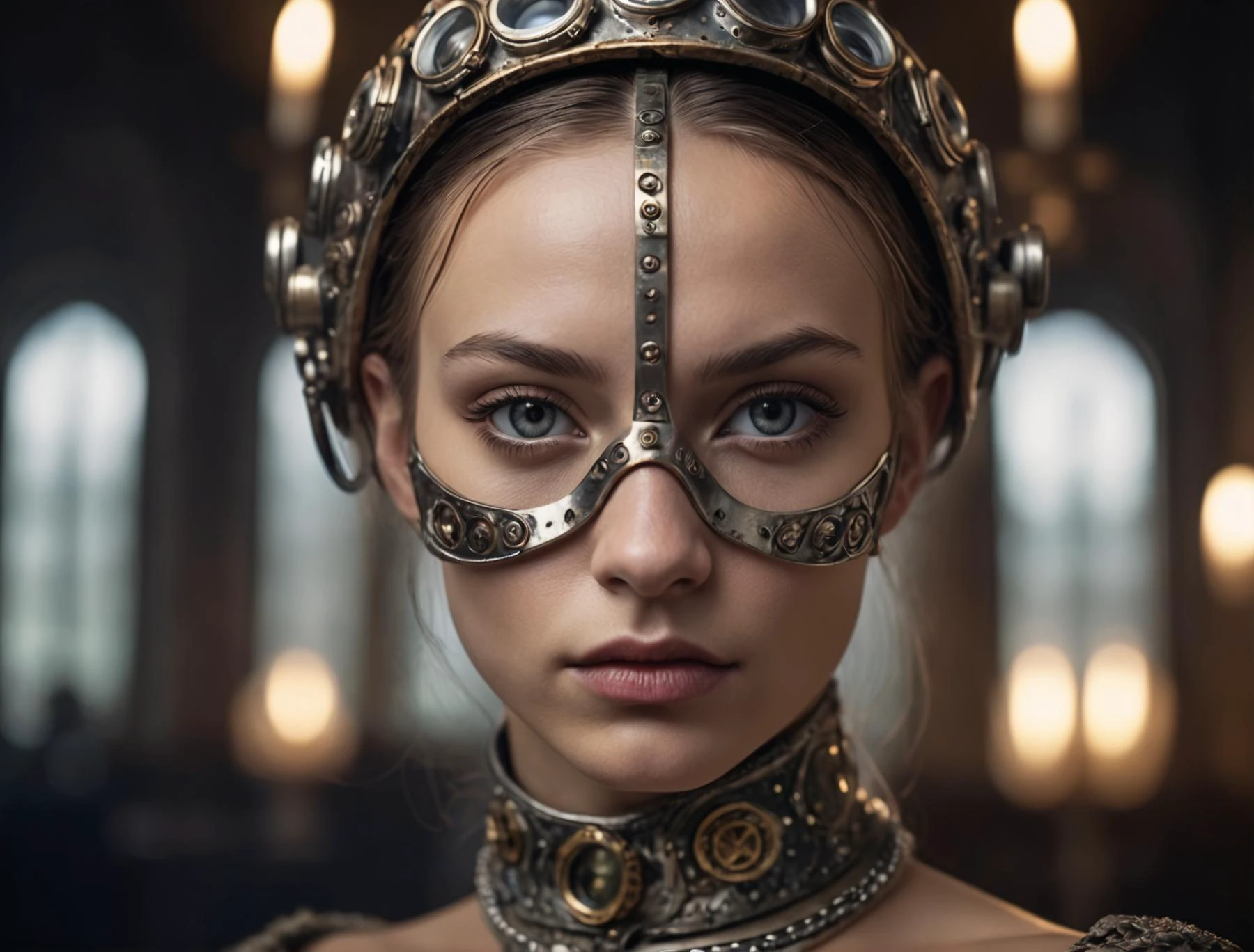 (art by Marc Lagrange:0.9) , photograph, Cyborg young_woman, Medieval monocle, Ultrarealistic, dynamic, Fujichrome Provia 100F, F/8, RTX, photolab, high quality photography, 3 point lighting, flash with softbox, 4k, Canon EOS R3, hdr, smooth, sharp focus, high resolution, award winning photo, 80mm, f2.8, bokeh, high quality photography, 3 point lighting, flash with softbox, 4k, Canon EOS R3, hdr, smooth, sharp focus, high resolution, award winning photo, 80mm, f2.8, bokeh