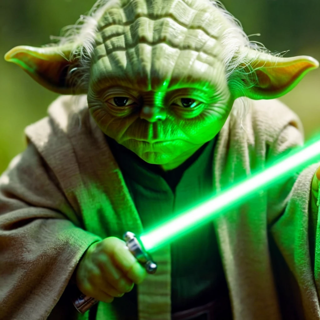 cinematic film still of <lora:Yoda:1.2>
Yoda a close up of a person holding a green light saber In Star Wars Universe, shallow depth of field, vignette, highly detailed, high budget, bokeh, cinemascope, moody, epic, gorgeous, film grain, grainy