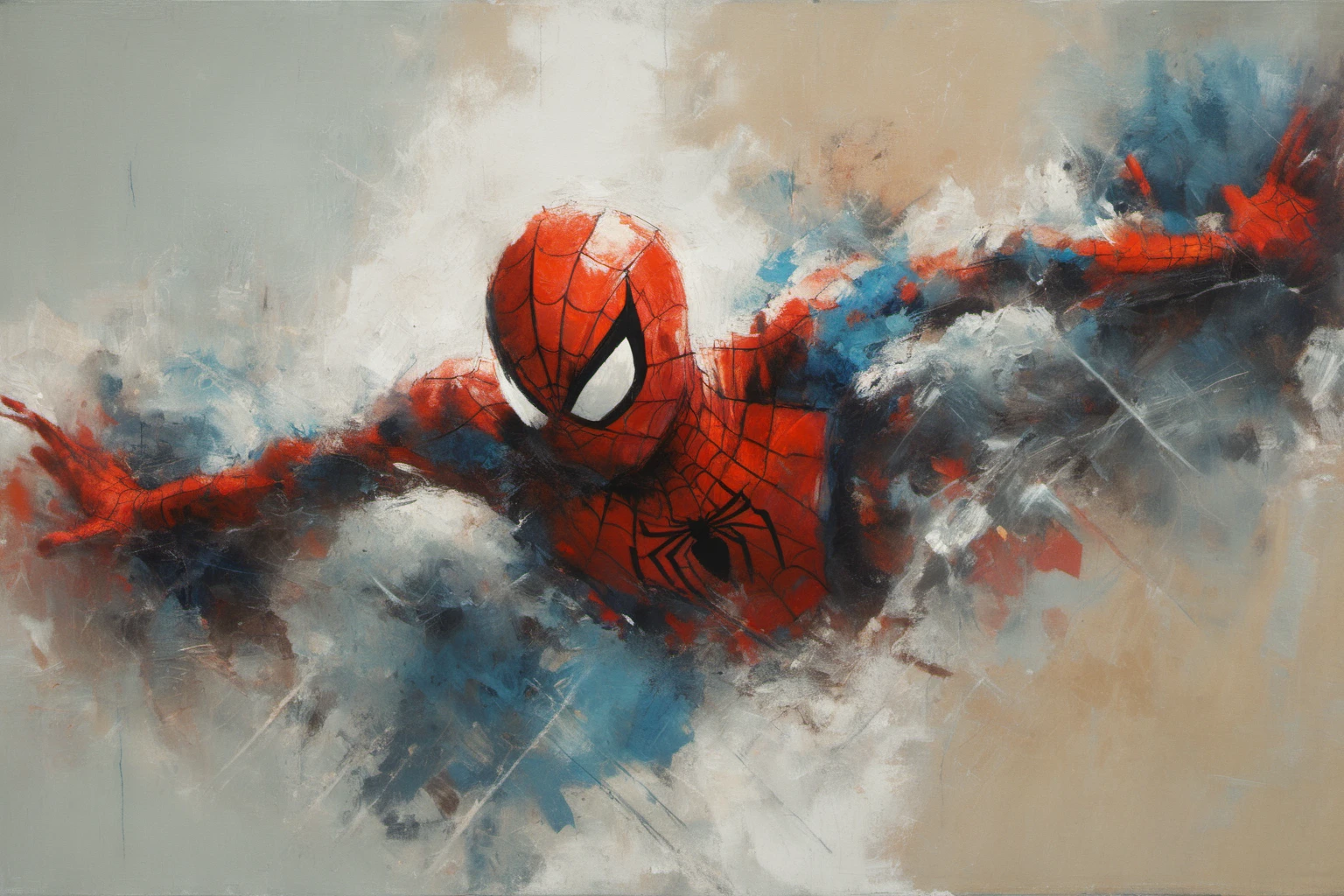 MoDernart, abstract upper body image of ((spiderman))