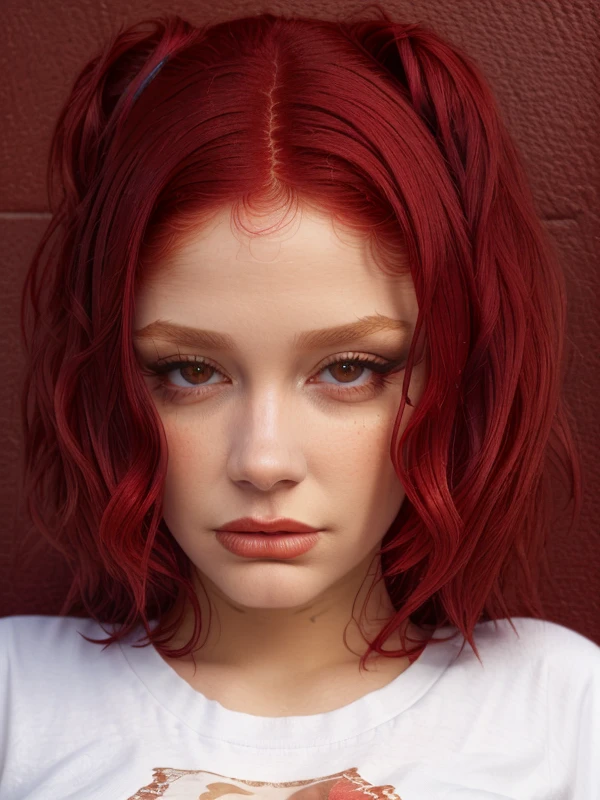 gquality, <lora:taichu:1> 1girl, red hair, makeup, shirt