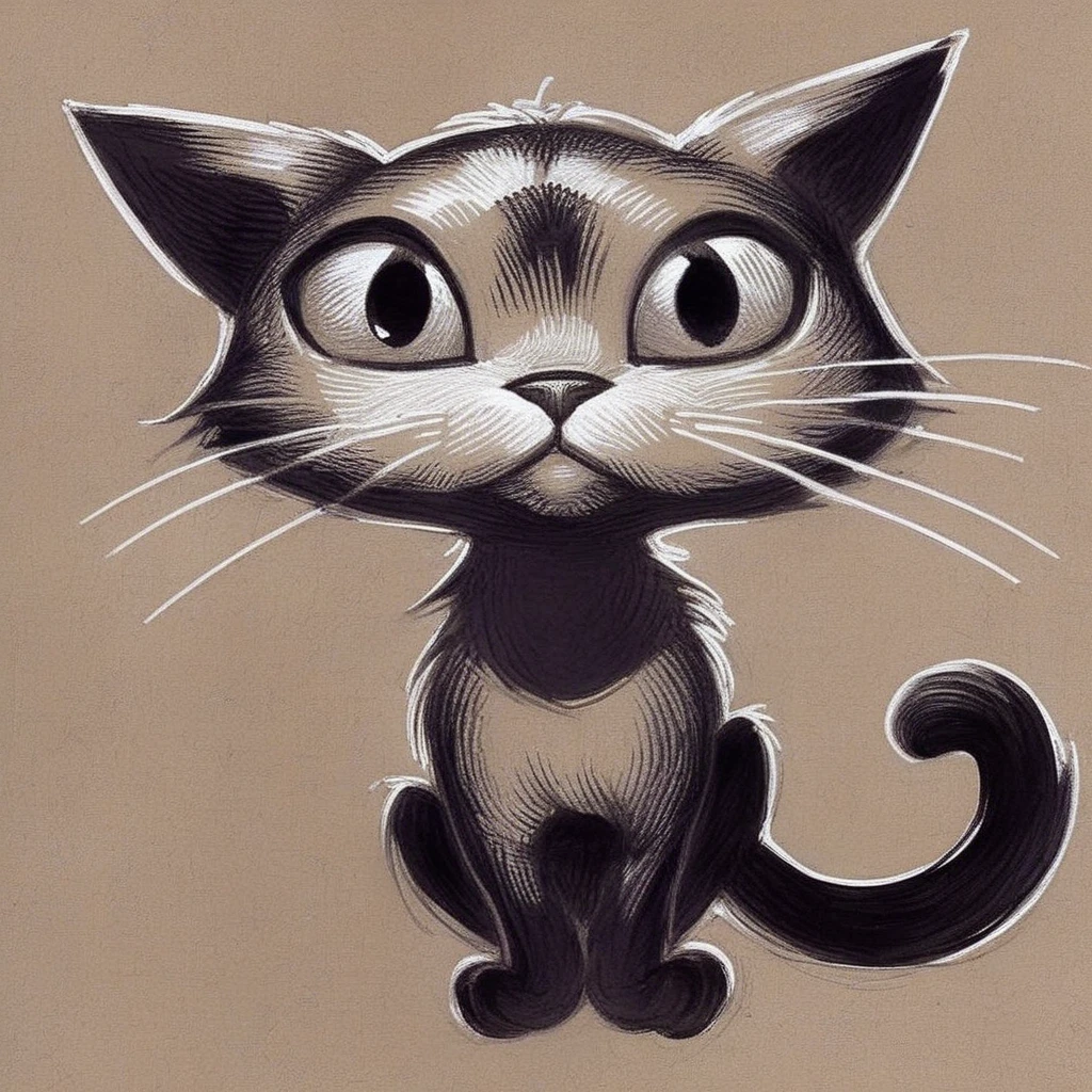 drawix5 drawing strange cat with big eyes cheerful closeup <lora:drawix5:1>