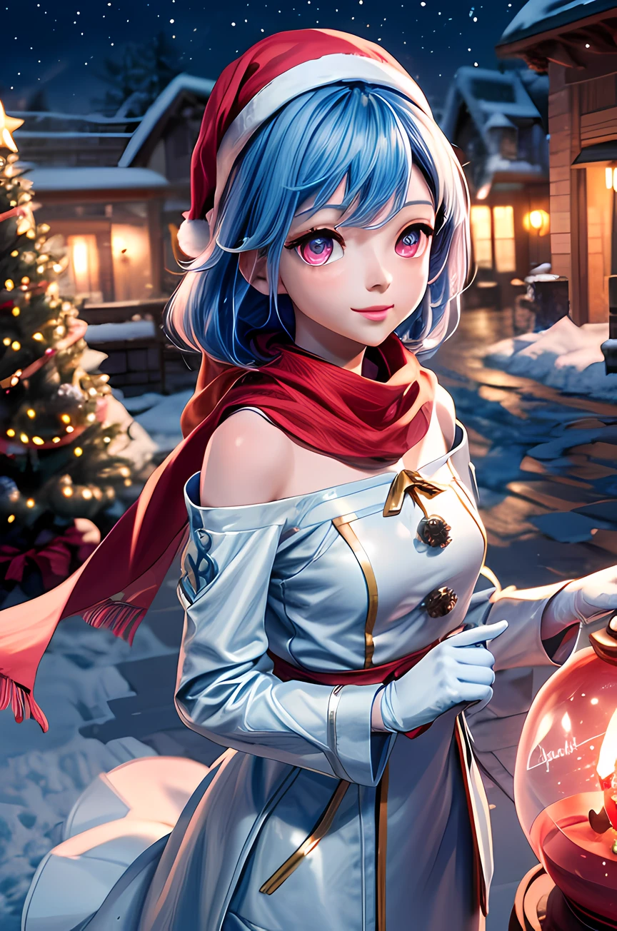 Chichi, blue hair, pink eyes, A chibi character girl finds a snow globe.(Christmas) Christmas, fir tree, glowing Christmas decoration, snow field, square, blue sky, snow, Christmas bush, cute red ribbon, gloves, scarf, chibi character, bright snow globe Items, scenery, etc. Smile, Celestial, Epic, (Snowglobe: 1.2), light blue and white tones. A fantasy world, a cute world.
more_details:-1, more_details:0, more_details:0.5, more_details:1, more_details:1.5