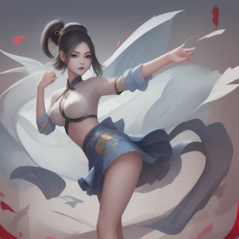 chinese style,a fashionable and sexy beauty dressed outdoors dances every day,her skirts fluttering and her clothes fluttering,absurdres,<lora:è¡£è¢é£é£:1>,