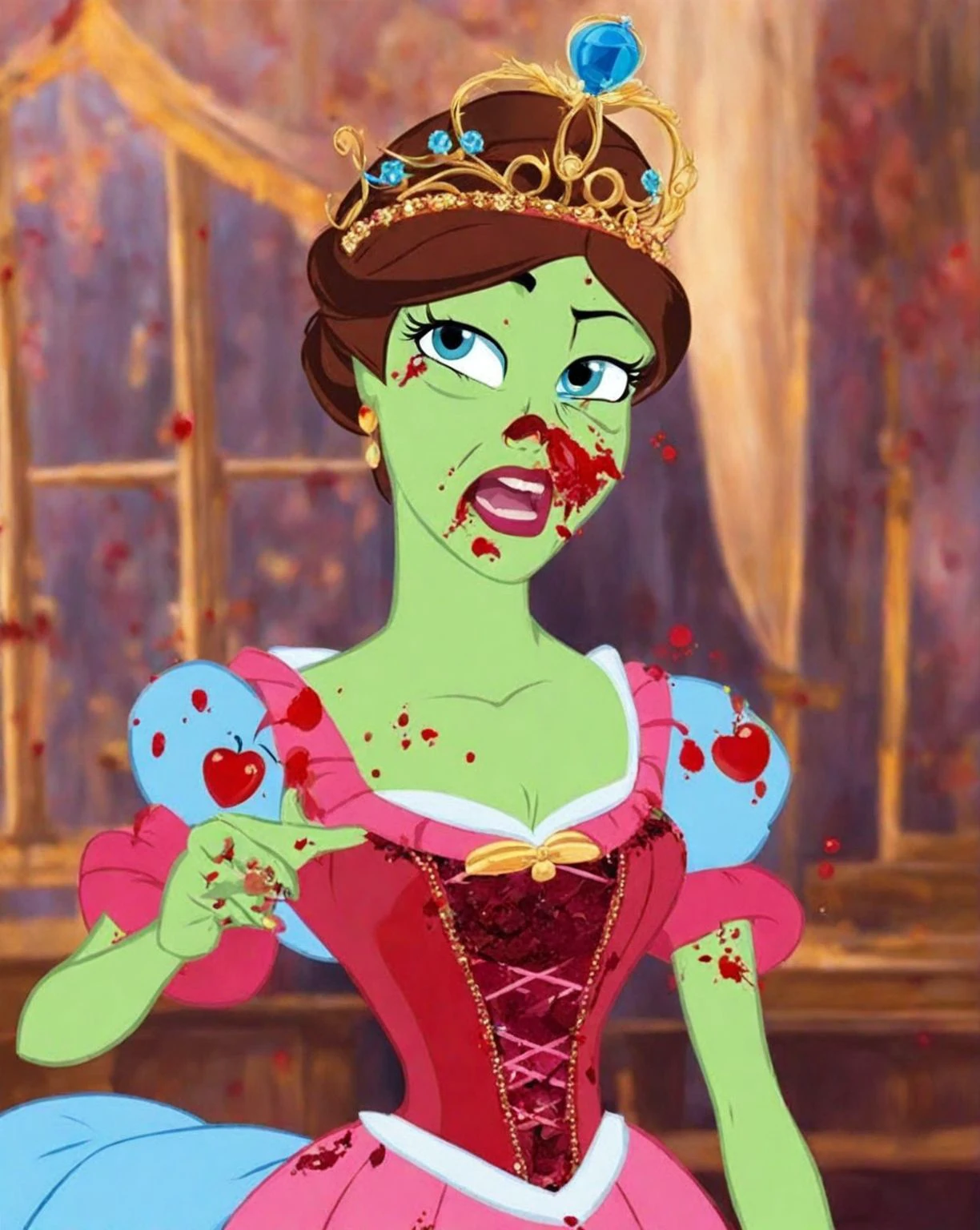 Zombie Cinderella has rissen from the dead DreamDisPix style <lora:SDXL-DreamDisPix-Lora-r32:0.8>