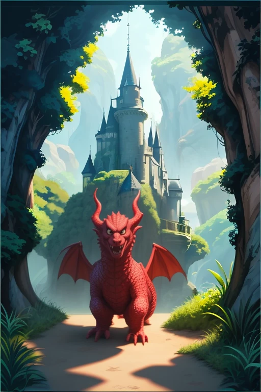 (pixar|disney:1.2) style, 3D, (huge red dragon monster:1.1), scales, color background, hilarious funny, crazy cartoon, style, stylized exaggerated, simplified