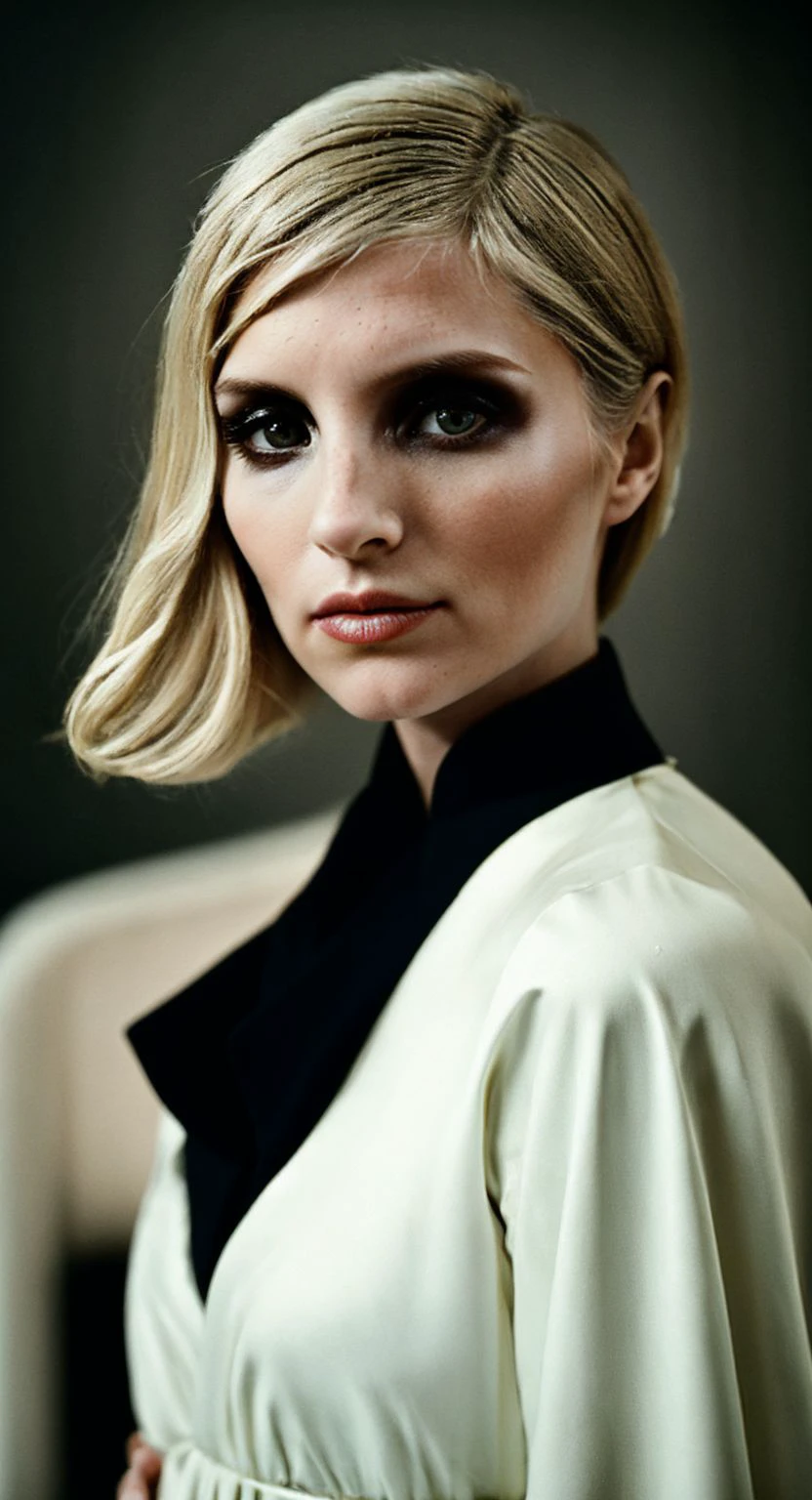 Beauty photo, upper body shot,
<lora:PiperPerri_v1-000006:1> PiperPerri
blonde female in a dark theme
in style of 
 Anja Niemi     Surreal, dreamy 35mm camera, 50mm lens  Intimate settings, soft lighting, and surreal elements