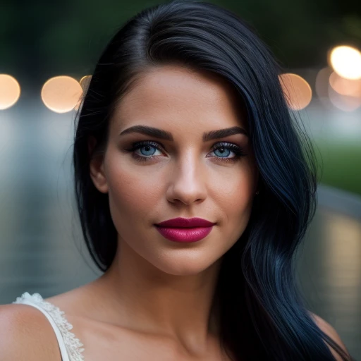 cinematic film still center of view camera , still photorealistic, ultra-realistic, glowing color hair, 40 year old man,blue detailed eyes, long blue theme, eyeshadow, mascara, plush lips, pink lipstick, smile, straight white teeth, realistic skin texture, skin pores, shiny skin, selfie, red dress, photo shoot, rain background, alluring, attractive, amazing photograph, masterpiece, best quality, . shallow depth of field, vignette, highly detailed, high budget, bokeh, cinemascope, . shallow depth of field, vignette, highly detailed, high budget, bokeh, cinemascope, moody, epic, gorgeous, film grain, grainy