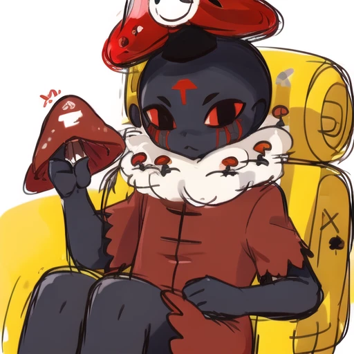 <lora:sozo-10:1>, sozo, 1boy, no humans, bug, red shirt, black eyes, white sclera, small red hat