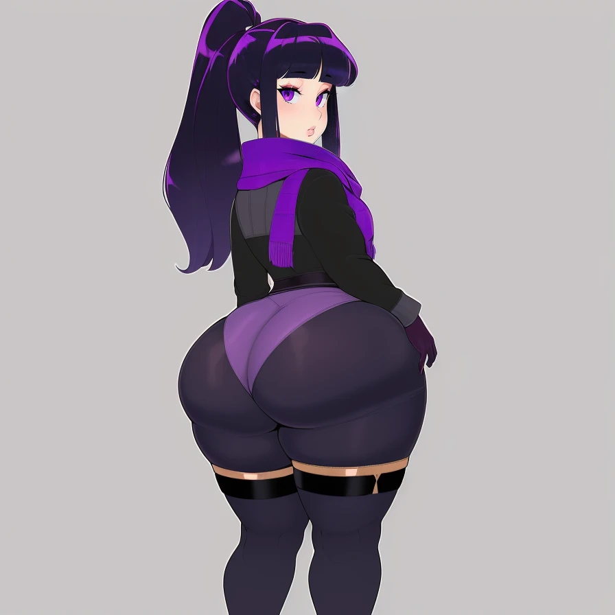 Girl, Big, Back View, Big Ass, Anime, Purple Hair