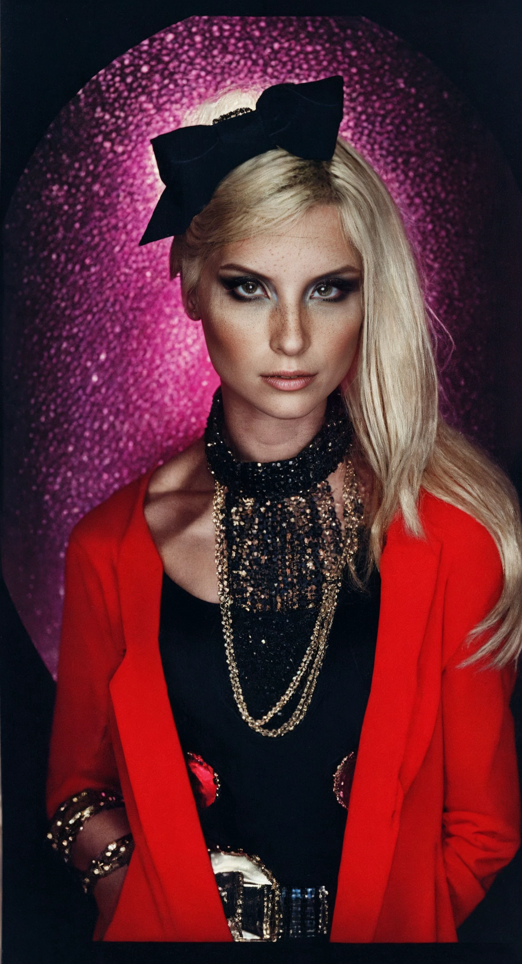 Beauty photo, upper body shot,
<lora:PiperPerri_v1-000006:1> PiperPerri
blonde female in a dark theme
in style of
David LaChapelle Fantastical, surreal Medium format camera, 80mm lens Bright colors, elaborate sets, and surreal compositions