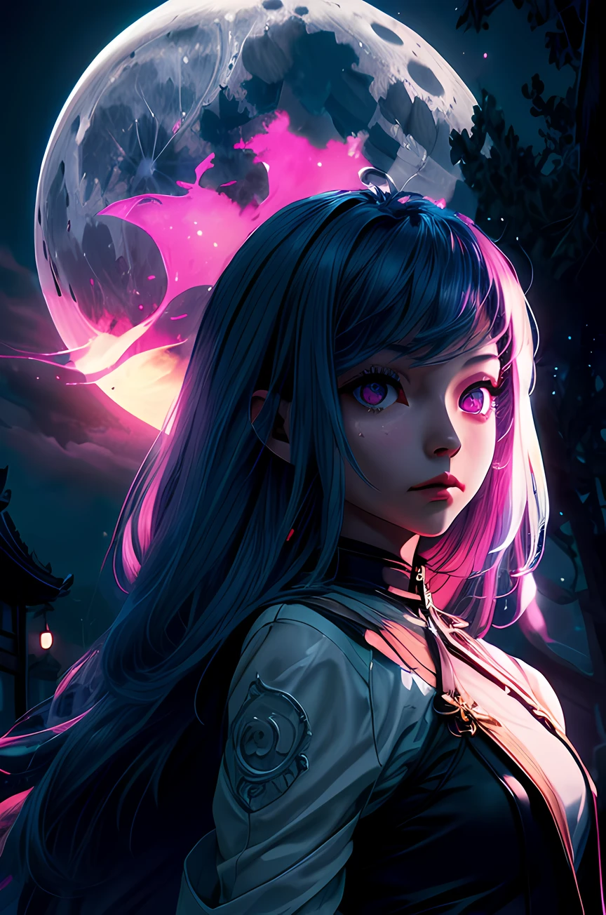 Chichi, blue hair, pink eyes,more_details:-1, more_details:0, more_details:0.5, more_details:1, more_details:1.5
beautiful, masterpiece, best quality, extremely detailed face, perfect lighting, DarkFantasy-700, moon, fog, full moon, scenery, torii, night, sky, tree, 1girl, long hair, outdoors, cloud, spirit, moonlight, mountain, glowing, nature, ghost, forest, cloudy sky, night sky,