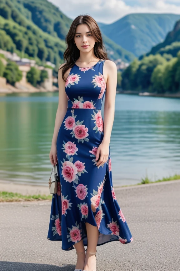 1woman, cute, beautiful, realistic, scenic view from Europe, full body shot
<lora:Floral_Print_Long_Dress_By_Stable_Yogi:1> blue floral print, long dress