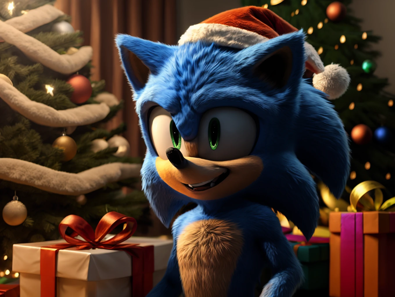 best quality,high quality,high detail,
sonic_the_hedgehog,opening christmas present,christmas tree,excited,
<lora:sonic_1.5-000017:1>