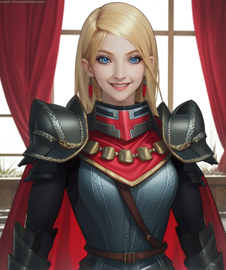 Philipia,blue eyes,blonde hair,
armor,cape,chest plate,shoulder plates,red earrings,pelvic curtain,
standing,upper body,smile,
battlefield,outd,
(insanely detailed, beautiful detailed face,beautiful detailed eyes, masterpiece, best quality),<lora:Philipia:0.8>,