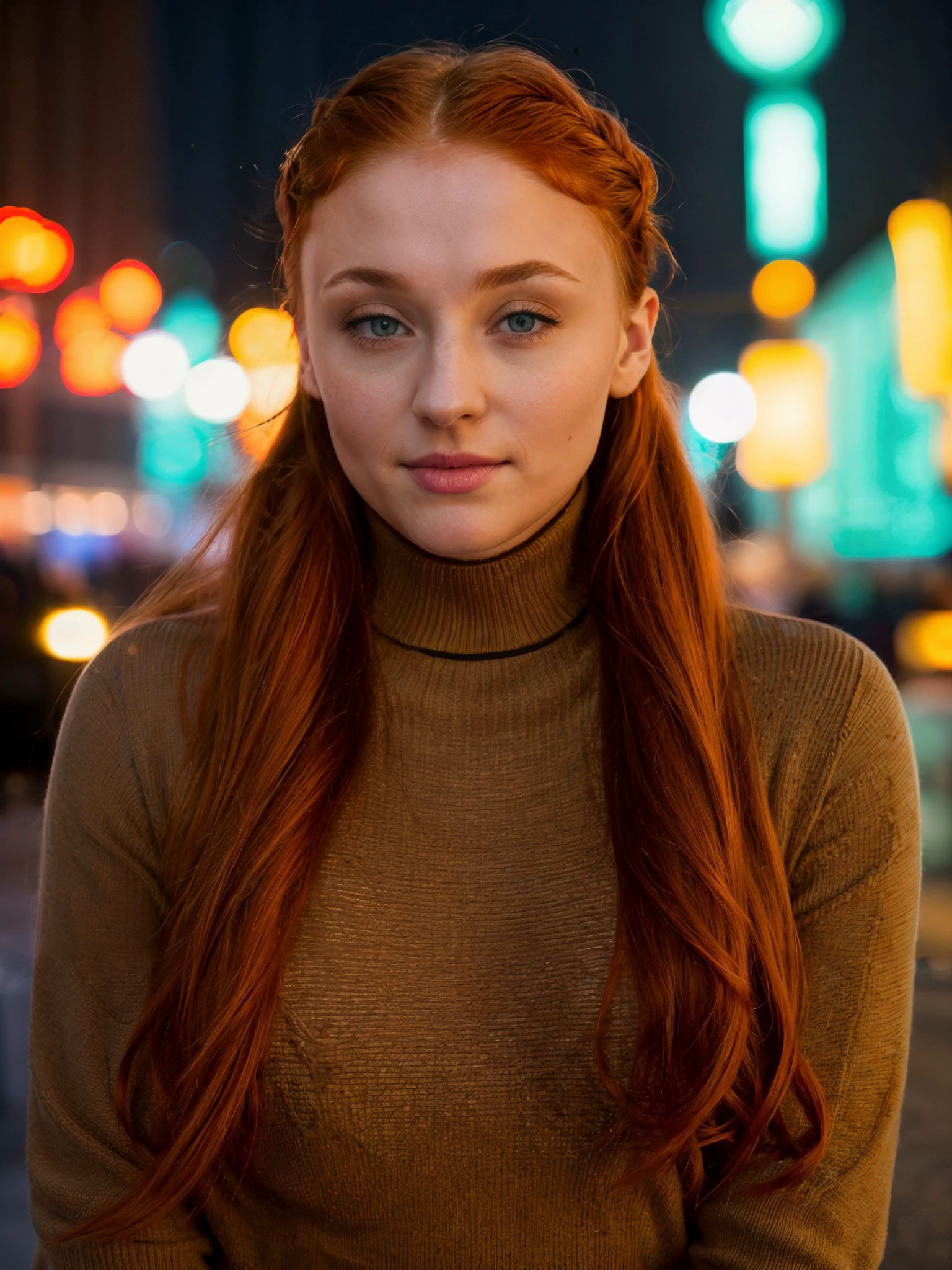 <lora:sptrn2-24:1> a photo of sptrn ,red hair, long wavy hair, wearing turtleneck sweater,close-up, masterpiece, city street, neon lights,extreme dof,bokeh <lora:add_detail:1> (add_detail:1.3),ultrasharp,8hd,ultra detailed skin,detailed pores,realistic skin