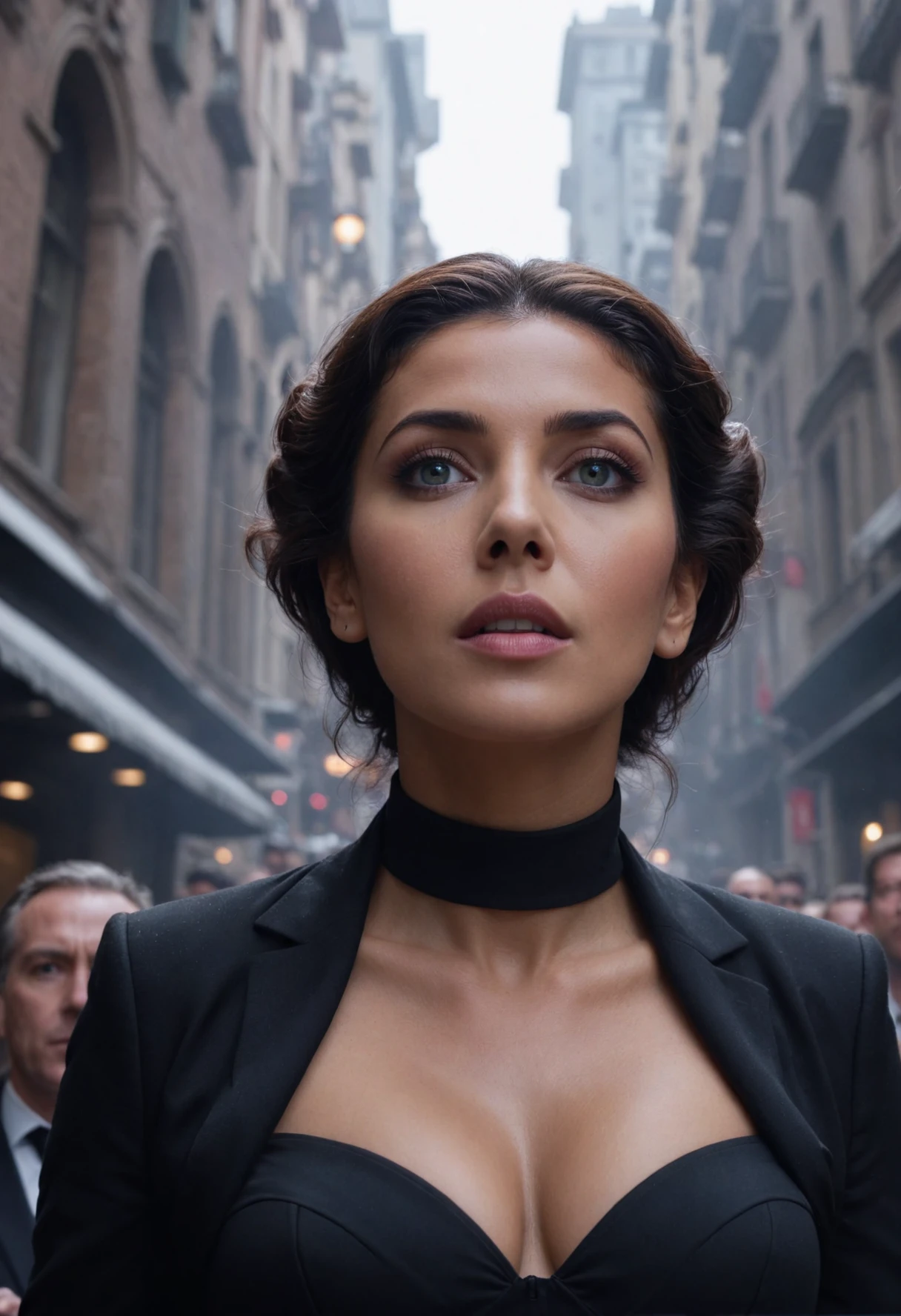 (low view :1.1), ursula corberó in a (The Men in Black Trilogy film scene:1.1),cinematic lighting,detailed face and eyes,natural lighting,hyper-realistic,dtm,(8k wallpapers),4k resolution,iso 150,((soft lighting)),bokeh,surreal masterpiece,8k wallpapers,view from below shot, <lora:RMSDXL_Creative:1.5>, <lora:RMSDXL_Enhance:1>, <cdt:col1=0.3;col2=0;col3=0.5;d1=0.9;d2=0.9;con1=0.9;bri=0;sat=0.5;comment=modern nikon>