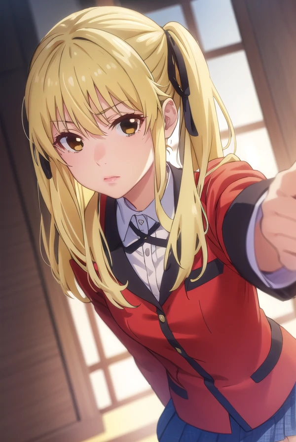 marysaotome, <lora:mary saotome s2-lora-nochekaiser:1>,
mary saotome, long hair, blonde hair, hair between eyes, twintails, (brown eyes:1.3), hair ribbon,
BREAK skirt, shirt, school uniform, jacket, white shirt, pleated skirt, collared shirt, black skirt, blazer, (red jacket:1.5),
BREAK indoors, classroom,
BREAK looking at viewer, (cowboy shot:1.5),
BREAK <lyco:GoodHands-beta2:1>, (masterpiece:1.2), best quality, high resolution, unity 8k wallpaper, (illustration:0.8), (beautiful detailed eyes:1.6), extremely detailed face, perfect lighting, extremely detailed CG, (perfect hands, perfect anatomy),
