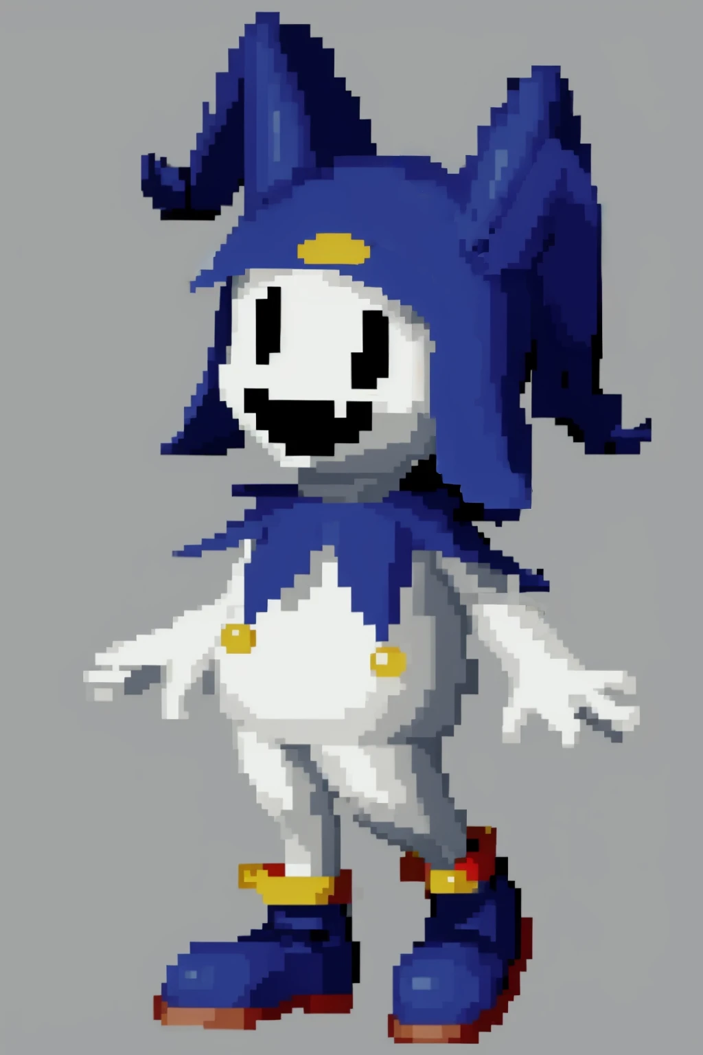 masterpiece, best quality, solo, smile, looking at viewer,  <lora:SNK-Kof_sprites_Fp:0.8>, simple background, full body,  <lora:Jack-Frost_Fp:0.9>, jackfrostsmt, no humans, pokemon_(creature)