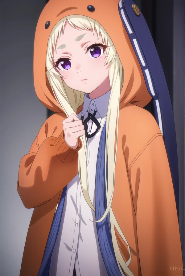 runayomozuki, <lora:runa yomozuki s2-lora-nochekaiser:1>,
runa yomozuki, long hair, blonde hair, (purple eyes:1.1),
BREAK shirt, white shirt, collared shirt, hood, cosplay, hood up, animal hood,
BREAK indoors, classroom,
BREAK looking at viewer, (cowboy shot:1.5),
BREAK <lyco:GoodHands-beta2:1>, (masterpiece:1.2), best quality, high resolution, unity 8k wallpaper, (illustration:0.8), (beautiful detailed eyes:1.6), extremely detailed face, perfect lighting, extremely detailed CG, (perfect hands, perfect anatomy),