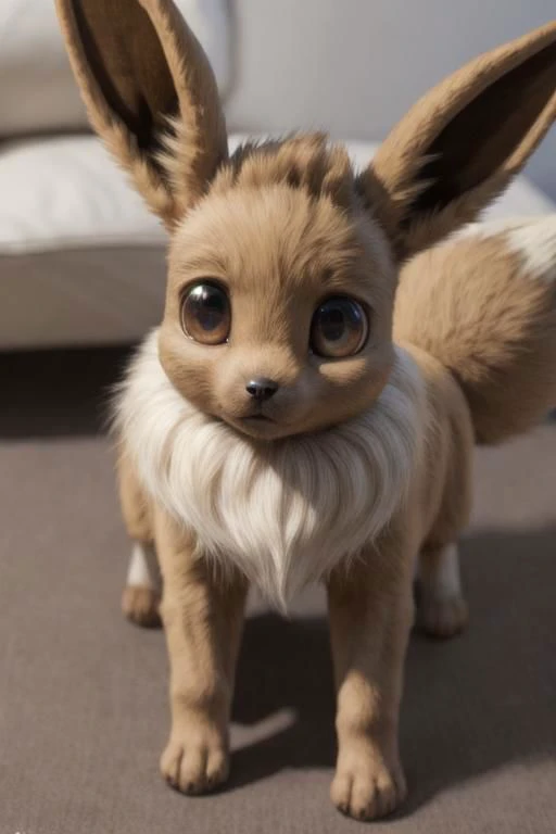 ASCIIreal e621, photorealistic, masterpiece, high-angle portrait, furred Eevee_(pokemon), furred Eevee_(pokemon) eyes,