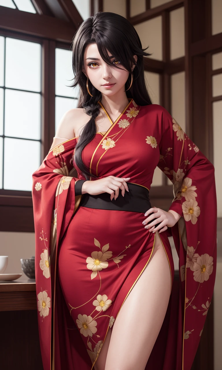 Best Quality, Masterpiece, High Resolution,detailed face,full body, 1girl,sexy, sexy kimono Costume, , Real People, (High Detail Skin: 1.4), SLR, Soft Light, High Quality, High Resolution, Background fantasy world, dynamic pose , flirty pose, smile , charming face , long hair , cherry bloosom