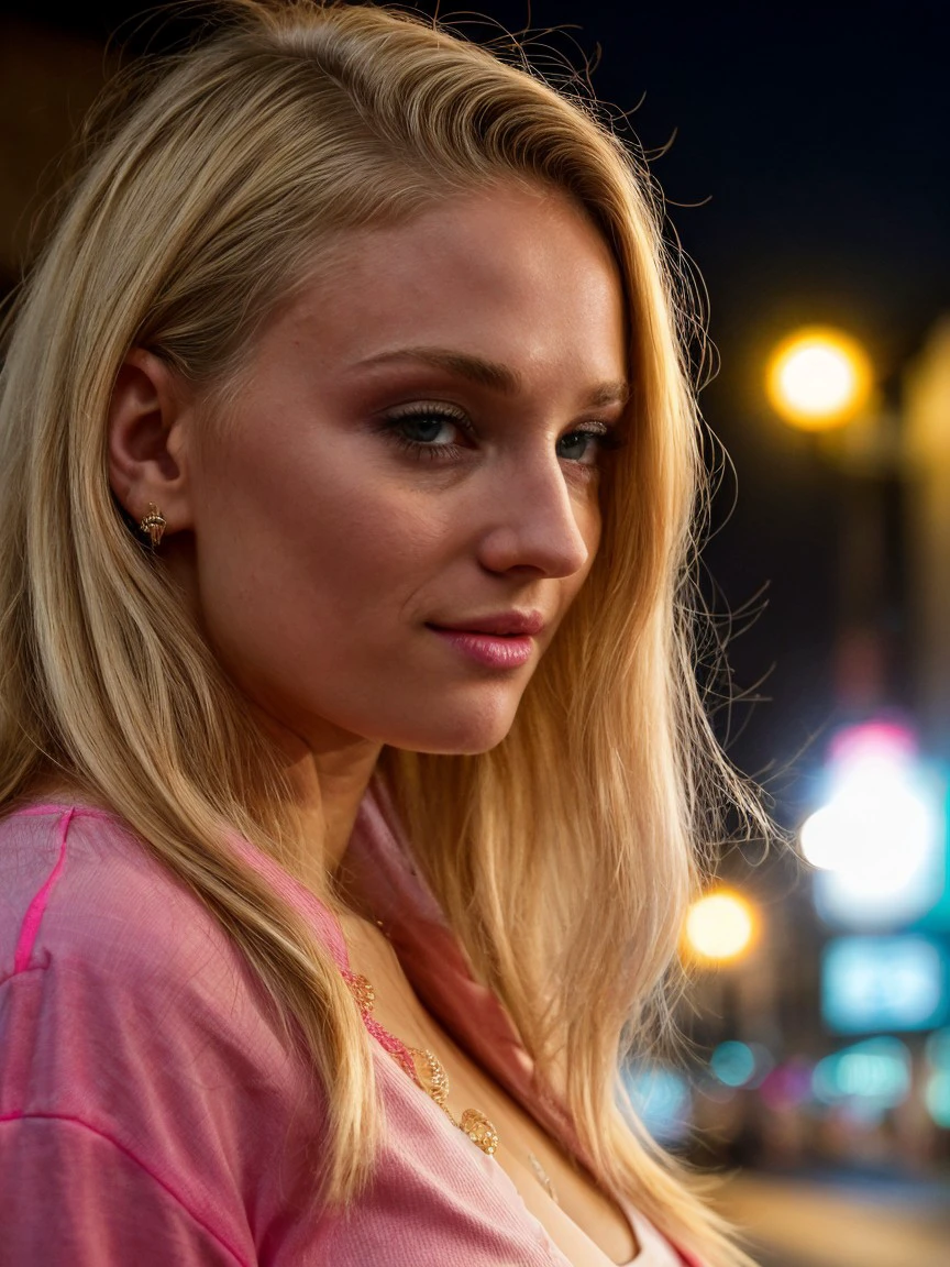 <lora:sptrn2-24:1> a photo of sptrn ,blonde hair, long wavy hair, wearing shirt ,close-up, masterpiece, city street, neon lights,extreme dof,bokeh <lora:add_detail:1> (add_detail:1.3)