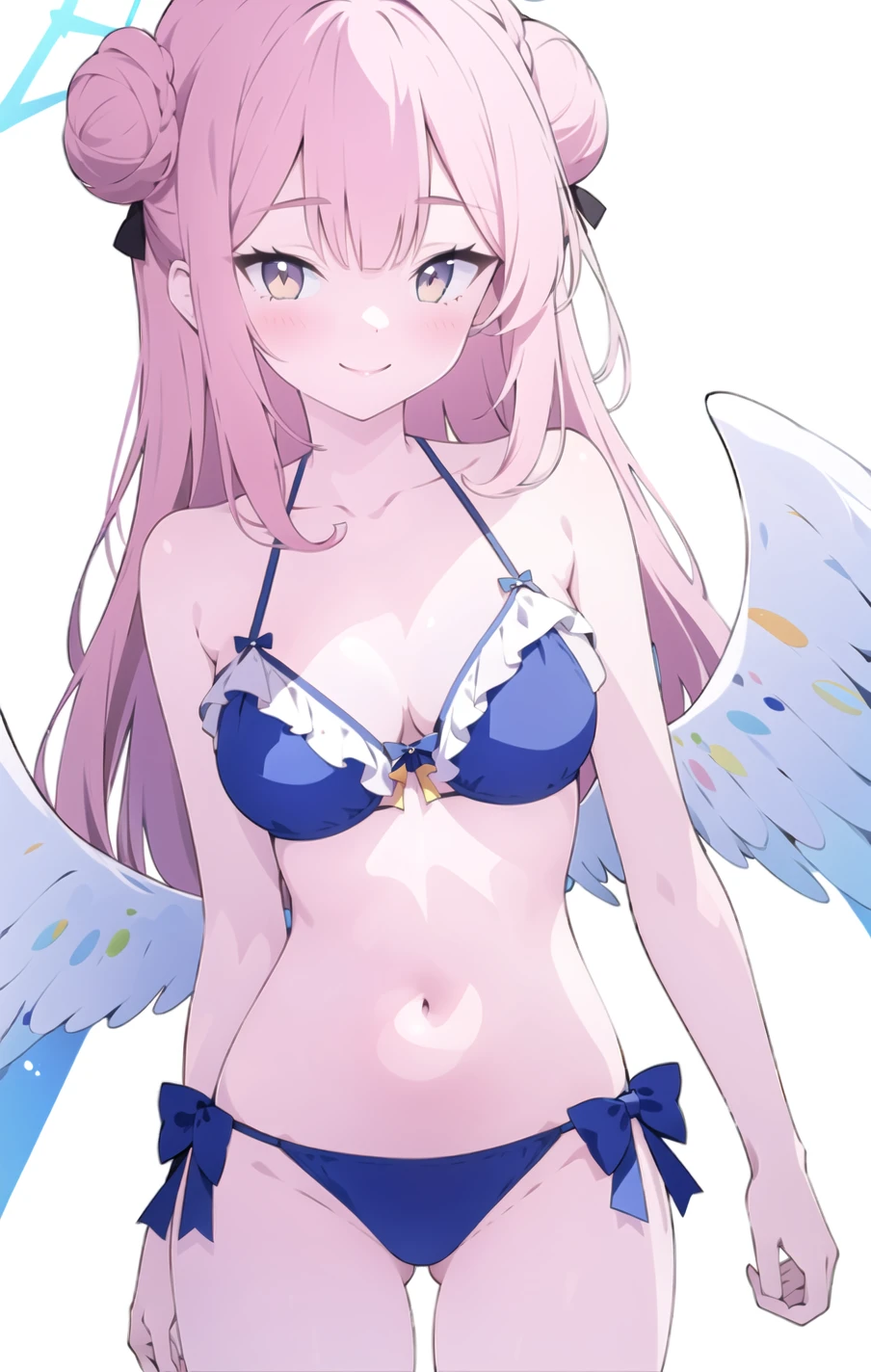 1_girl, (anime, kawai:2), (masterpeice, best_quality, clean:1.5), (sky_background:1.2), (cute, cute_smile, young:1.5), (delicate, beautiful, thin:1.5), (girlfriend, angel:1.8), (green_eyes, simple_eyes:1.5) (long_hair, blond_hair, wearing_pink_dress, pink_angel_wings, sexy_gloves:1.5), extremely_delicate, (love_magic:1.5), (age_size_fits_body), (small_thighs:1.3), (breasts), (eye_level:1.3), (heart_magic, love:1.5), (bikini:1.5)