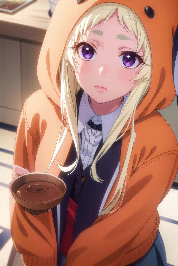 runayomozuki, <lora:runa yomozuki s2-lora-nochekaiser:1>,
runa yomozuki, long hair, blonde hair, (purple eyes:1.1),
BREAK shirt, white shirt, collared shirt, hood, cosplay, hood up, animal hood,
BREAK indoors, classroom,
BREAK looking at viewer, (cowboy shot:1.5),
BREAK <lyco:GoodHands-beta2:1>, (masterpiece:1.2), best quality, high resolution, unity 8k wallpaper, (illustration:0.8), (beautiful detailed eyes:1.6), extremely detailed face, perfect lighting, extremely detailed CG, (perfect hands, perfect anatomy),