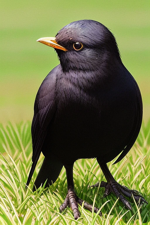 eurasian blackbird, grass, <lora:eurasian blackbird-000010:0.5>
